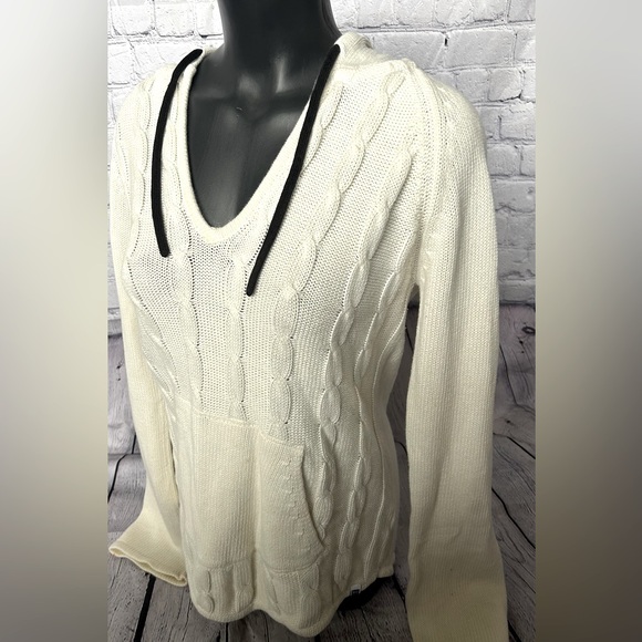 ROXY womens small creamy white cable knit hooded sweater - Picture 1 of 6